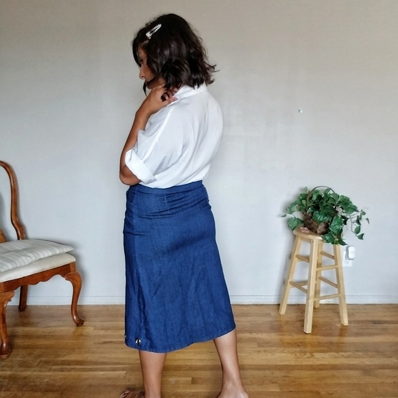 🏷CLEARANCE PARDON ME GROMMET MIDI DENIM SKIRT - Picture 3 of 6